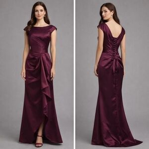 Regal Sheath Scoop Ruffles Floor-Length Mother of the Bride Dress